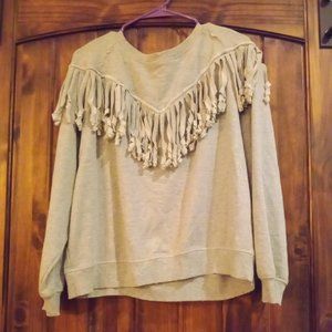 Cute gray fringe sweater